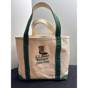 L.L. Bean Boat & Tote Bag Bangor 2005-2016 Limited Edition Canvas Bag Green Stra